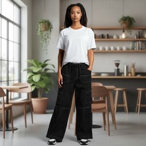 Kaia Cargo Pants Womens M‎ Black Streetwear Hip-Hop Skater Grunge Urban Utility